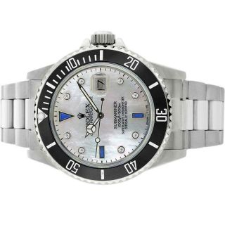 Rolex Men ' s Watch Submariner 16610 Stainless Steel 40mm MOP w/ Diamond Sapphire 2
