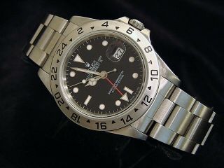 Mens Rolex Stainless Steel Explorer Ii Date Watch 40mm Black Dial Model 16570