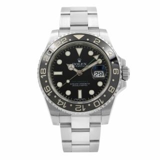 Rolex Gmt - Master Ii Black Dial Steel Ceramic Bezel Automatic Mens Watch 116710