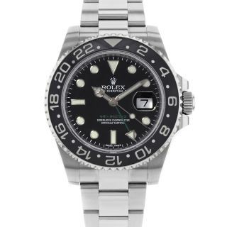 Rolex GMT - Master II Black on Black Green Hand Steel Automatic Mens Watch 116710 2