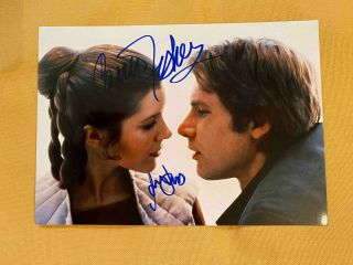 Carrie Fisher Harrison Ford Leia Han Star Wars Signed Autograph 6x8 Phot
