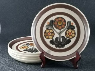 Set Of 5 Vintage Langley Mayflower Stoneware Salad Plates 8 1/4 " England