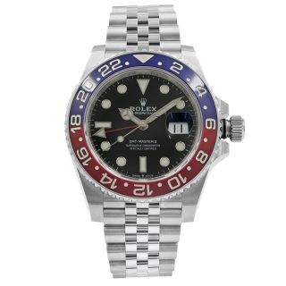 Rolex Gmt - Master Ii Pepsi Ceramic Steel Automatic Mens Black Watch 126710blro