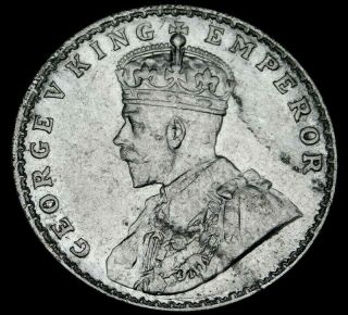 1917 British India One Rupee George V Large Silver Coin A45 - 515