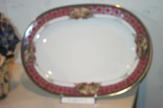 Noritake Royal Hunt 14 " Medium Oval Seving Platter - Dogs Red -