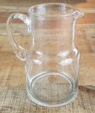 Vintage Glass Juice Pitcher Clear Summer Lemonade Punch Tea Pour Spout Jug 24oz.