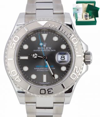 Unworn 2019 Rolex Yacht - Master Rhodium 116622 Steel Platinum Blue 40mm Watch