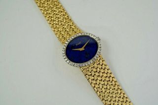 Piaget 18k Yellow Gold & Diamonds 1.  20 Cts,  Bracelet Watch,  Lapis Dial Ca.  1970 