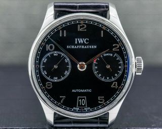 Iwc Iw500109 Portuguese 7 Day Automatic Ss Black Dial With Box