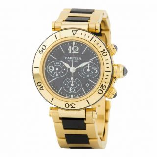 Cartier Pasha Seatimer 3027 42mm 18k Yellow Gold Automatic Chronograph Watch