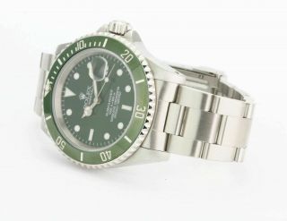 Rolex Men ' s Watch 40mm Submariner 16610 Stainless Steel Green Dial & Insert 3