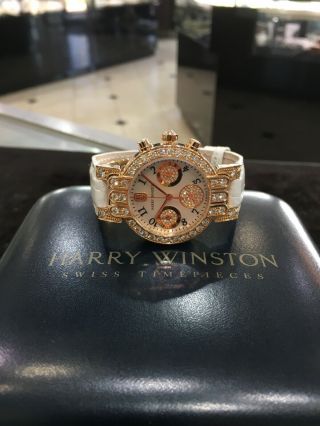 Harry Winston 18k Rose Gold Ladies Premier Chronograph Diamond Watch
