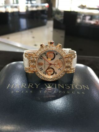 Harry Winston 18K Rose Gold Ladies Premier Chronograph Diamond Watch 2
