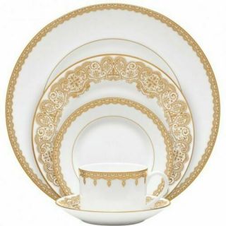 Nib Waterford Lismore Lace Gold 4pc Place Setting (no Tea Cup)