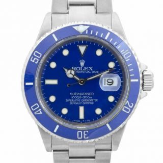 Rolex Submariner 16610 40mm Watch Stainless Steel Custom Blue Dial & Insert