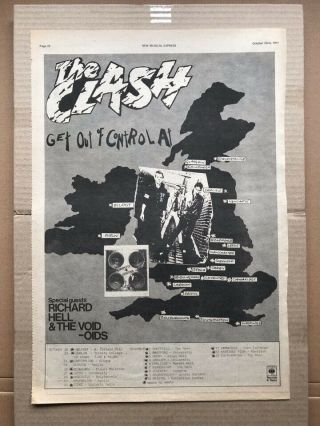 Clash Get Out Of Control Tour Poster Sized Punk Music Press Advert From