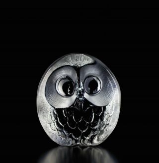 Mats Jonasson - Owl - Swedish Art Glass Sculpture - 33269