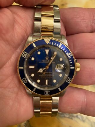Rolex Submariner 18kt And Steel Two Tone Ref 16613 Blue 40mm Two Tone Clasp