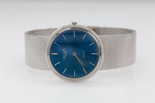 $20,  000 Blue Factory Patek Philippe 18k White Gold Mens 36mm Dress Watch 88g