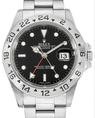 Rolex Explorer Ii Steel Black Dial Red Gmt Hand Mens 40mm Automatic Watch 16570