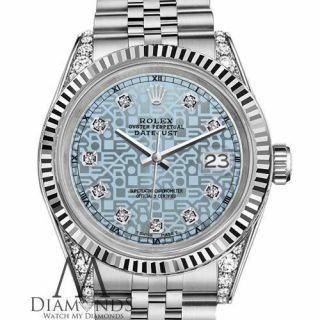 Rolex 31mm Datejust 18k & Ss Ice Blue Jubilee Diamond Dial Watch