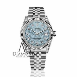 Rolex 31mm Datejust 18K & SS Ice Blue Jubilee Diamond Dial Watch 2