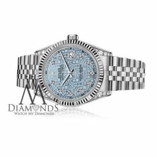 Rolex 31mm Datejust 18K & SS Ice Blue Jubilee Diamond Dial Watch 3