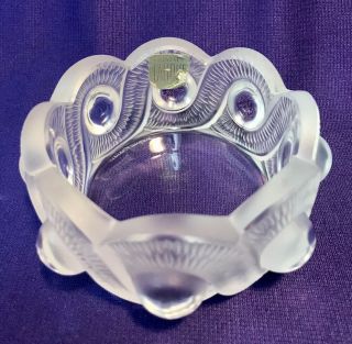 Signed French Lalique Frosted Gao Crystal Art Glass Candy Nut Dish - France