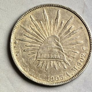 1903 Mexico Un Peso Silver Coin Mexico City