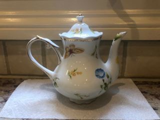 I.  Godinger & Co.  PRIMAVERA Porcelain Teapot Flowers Butterfly Bees & Lady Bugs 2