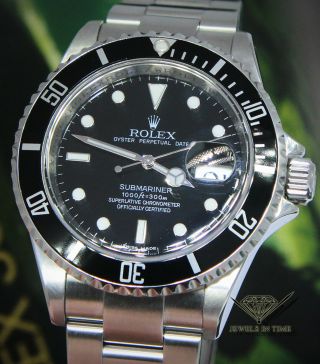 Rolex Submariner Date Stainless Steel Black Dial/Bezel Mens Watch M 16610 2