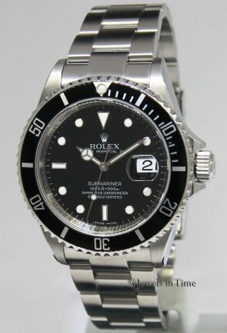 Rolex Submariner Date Stainless Steel Black Dial/Bezel Mens Watch M 16610 3