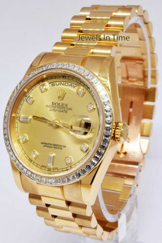 Rolex Day - Date 36 President 18k Yellow Gold & Diamond Watch Box/Papers 118398 3