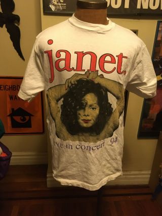 Vintage 90’s 94 Janet Jackson Tour T Shirt L Rap Tee Concert Hip Hop Street Wear