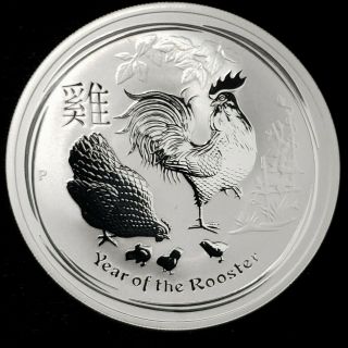 2017 P Australia $1 Dollar 1oz.  9999 Silver Year Of The Rooster Round 5aur1723