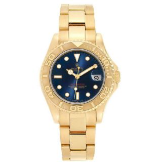 Rolex Yachtmaster Midsize 18K Yellow Gold Blue Dial Unisex Watch 68628 2