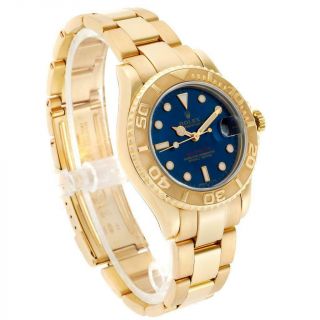 Rolex Yachtmaster Midsize 18K Yellow Gold Blue Dial Unisex Watch 68628 3