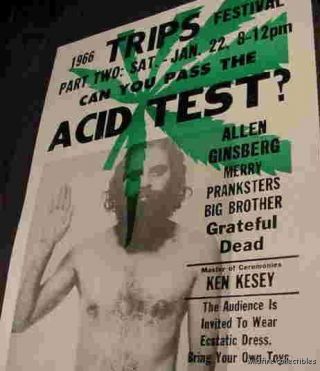 1966 Lsd Can You Pass The Acid Test Trips Grateful Dead Poster 60s Drug Art
