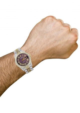 100 Natural Diamond Rolex Datejust 18K Gold 36mm Two Tone Men ' s Watch 3