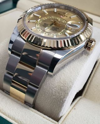 Rolex Sky - Dweller 18K Two - Tone Gold Stainless Champagne 42mm Watch 326933 3