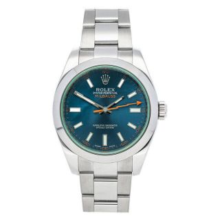 Rolex Milgauss Z - Blue Steel Blue Dial Automatic Mens Bracelet Watch 116400gv