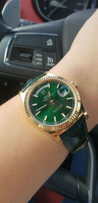 Rolex 118138 Day - Date 18k Yellow Gold 36mm Green