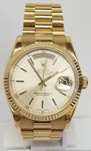 Mens Rolex President Day Date 18k Gold 118238 Watch Box Papers Tags 2