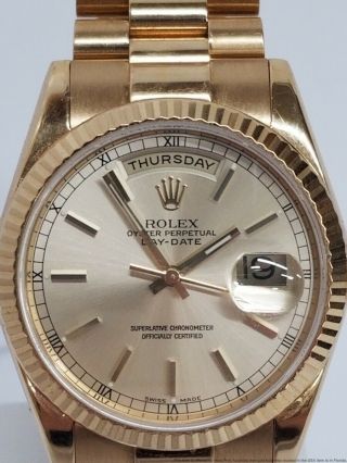 Mens Rolex President Day Date 18k Gold 118238 Watch Box Papers Tags 3
