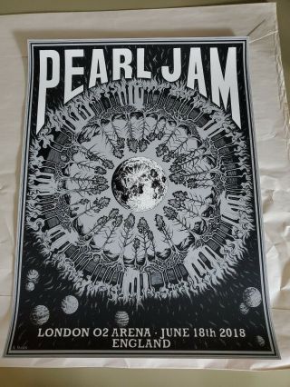 Pearl Jam Poster London England 02 Arena 6/18/2018 Sloan