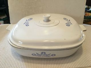 Vintage Corning Ware 2 Quart Cornflower Blue Casserole Dish 10 " W/ceramic Lid