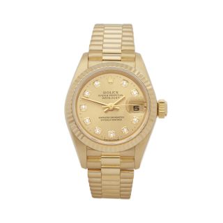 Rolex Datejust 26 Diamond 18k Yellow Gold Watch 69178g W6293