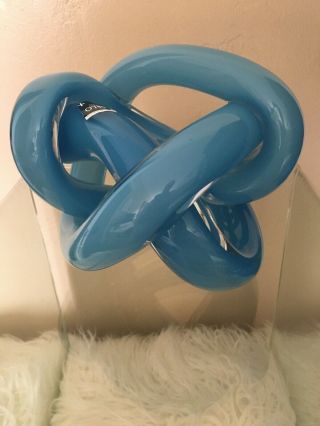 Sklo Czech Republic Hand Made Art Wrap Glass Blue Sculpture Signed