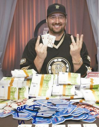 Poker Pro Phil Hellmuth Signed Authentic 8x10 Photo B W/coa Poker Brat Wsop Wpt