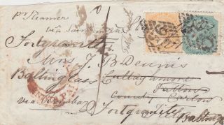 1868 Qv India To Ireland 6 Anna Rate C/95 Type 6 Coonoor Cancel/postmarks